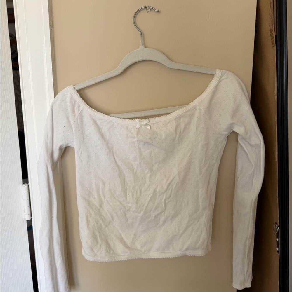Forever 21 White Long-Sleeve Off-Shoulder Top